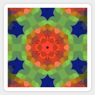 Retro Mandala Flower Orange Green and Blue Sticker